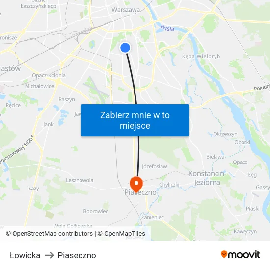 Łowicka to Piaseczno map
