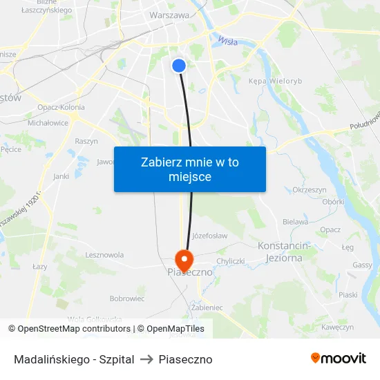 Madalińskiego - Szpital to Piaseczno map