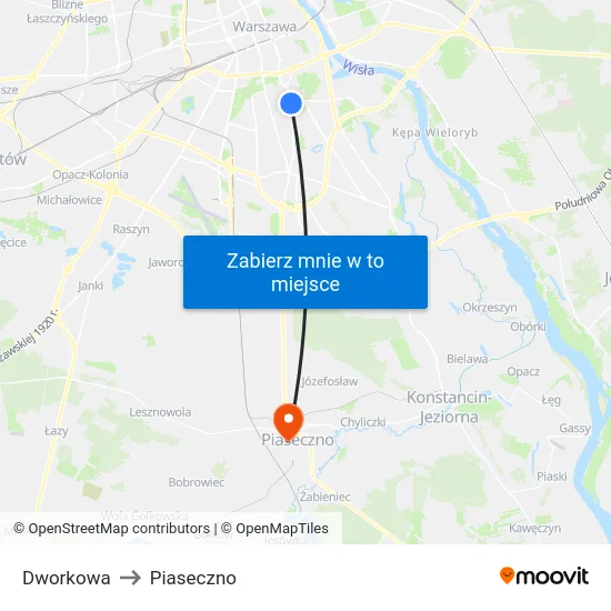 Dworkowa to Piaseczno map