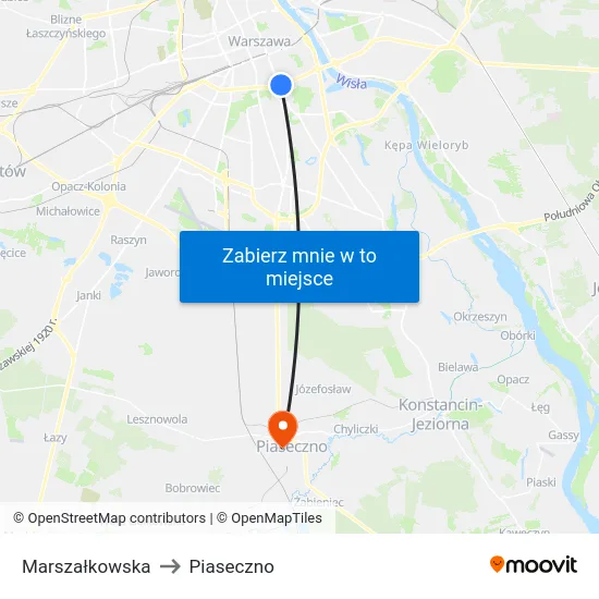 Marszałkowska to Piaseczno map
