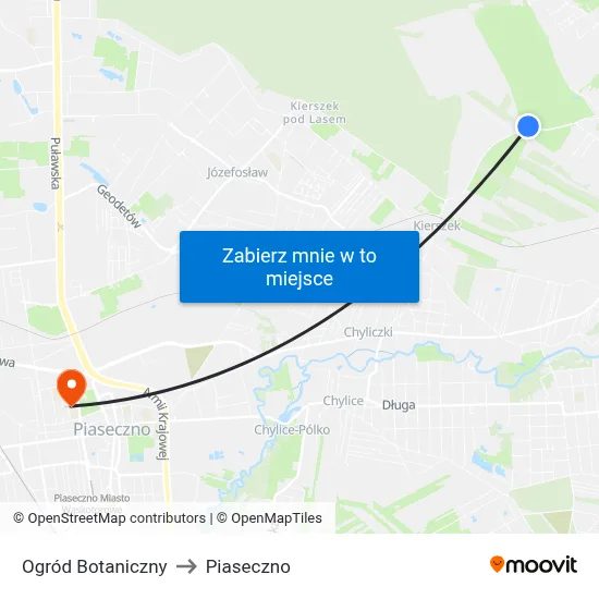 Ogród Botaniczny to Piaseczno map
