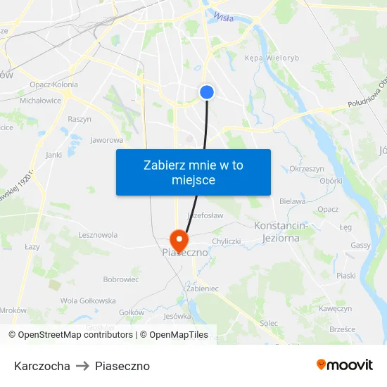 Karczocha to Piaseczno map