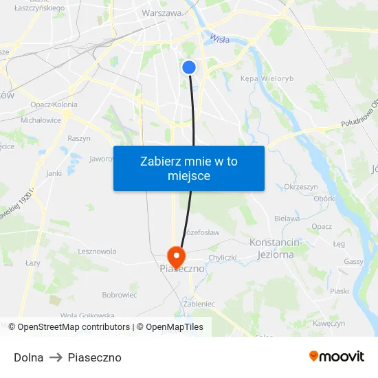 Dolna to Piaseczno map