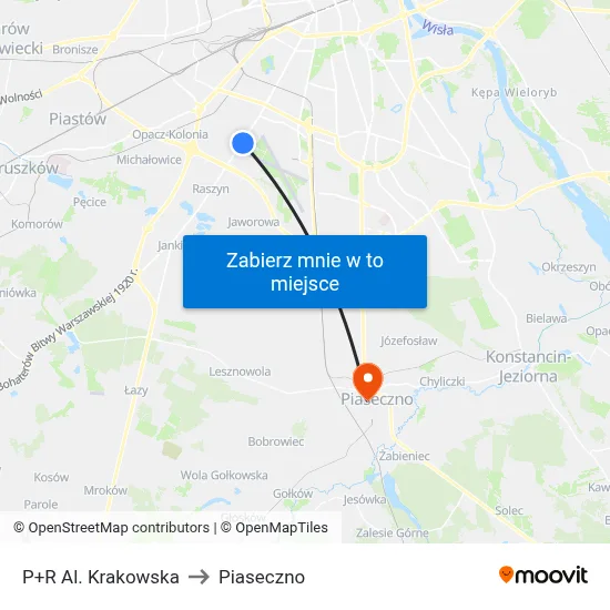 P+R Al. Krakowska to Piaseczno map