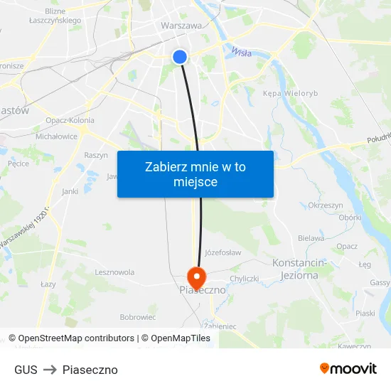 GUS to Piaseczno map