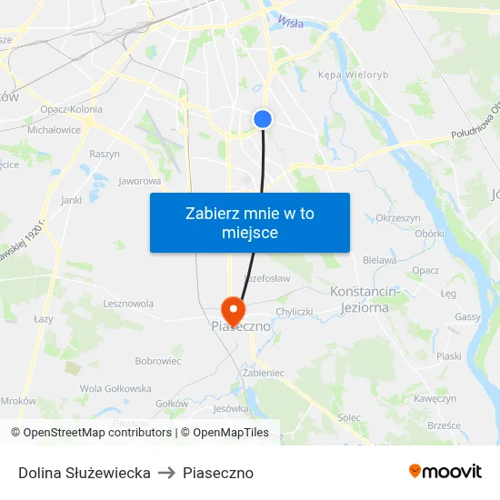 Dolina Służewiecka to Piaseczno map