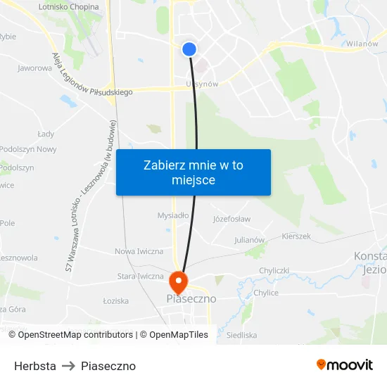 Herbsta to Piaseczno map