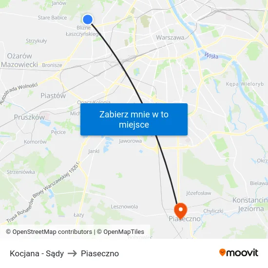 Kocjana - Sądy to Piaseczno map