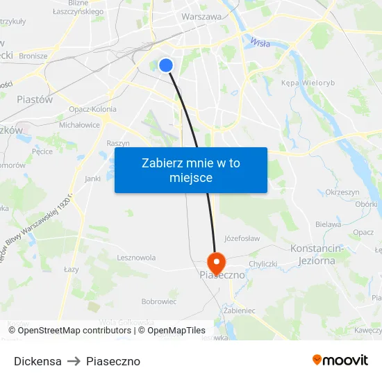 Dickensa to Piaseczno map