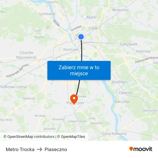 Metro Trocka to Piaseczno map