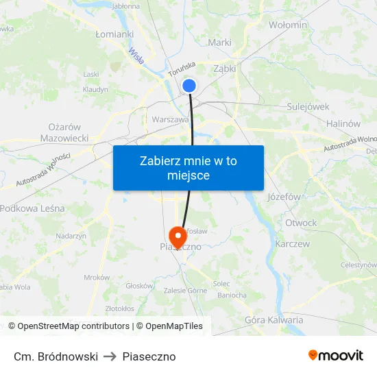 Cm. Bródnowski to Piaseczno map