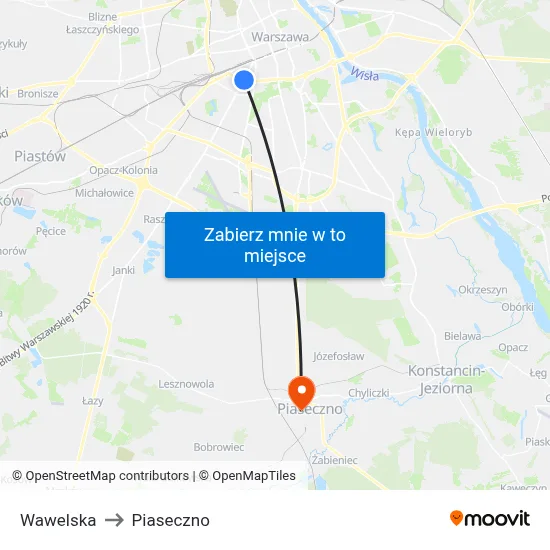 Wawelska to Piaseczno map