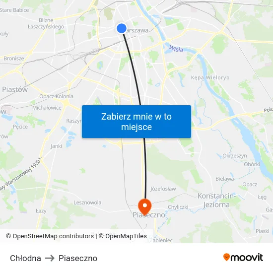 Chłodna to Piaseczno map