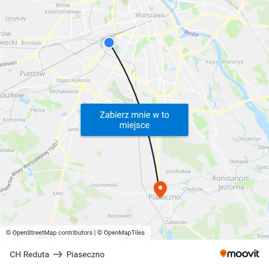 CH Reduta to Piaseczno map