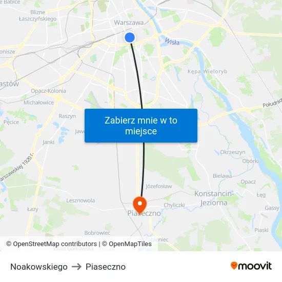 Noakowskiego to Piaseczno map