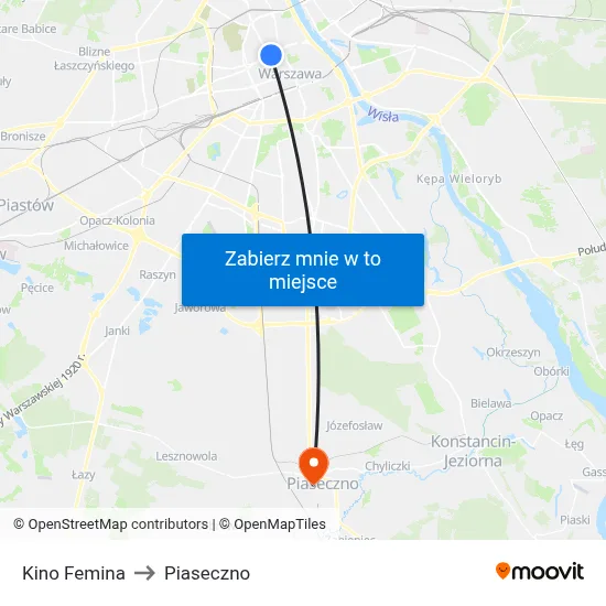 Kino Femina to Piaseczno map