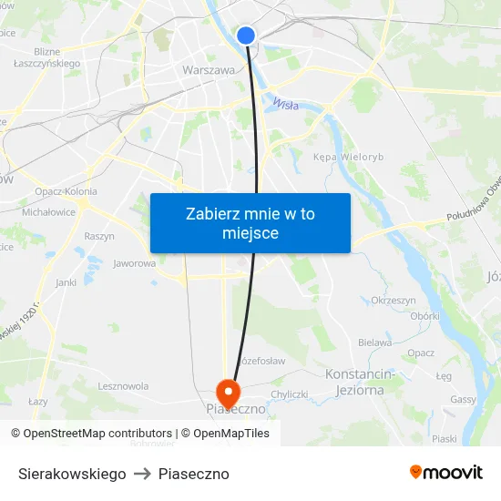Sierakowskiego to Piaseczno map