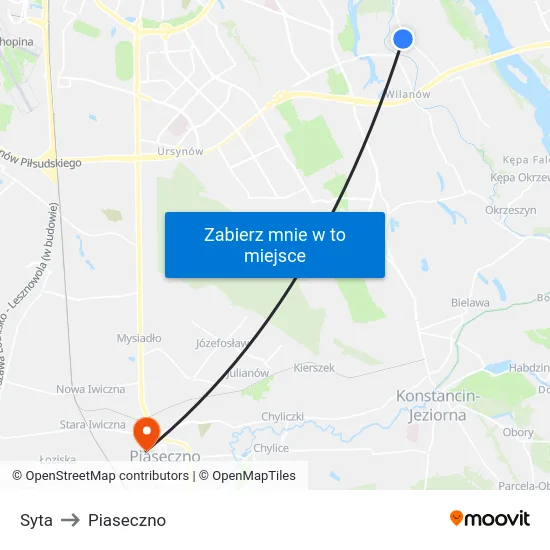 Syta to Piaseczno map