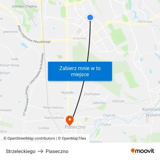 Strzeleckiego to Piaseczno map