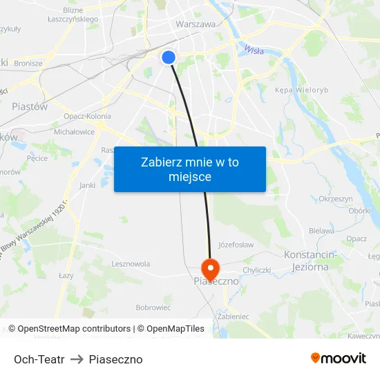 Och-Teatr to Piaseczno map