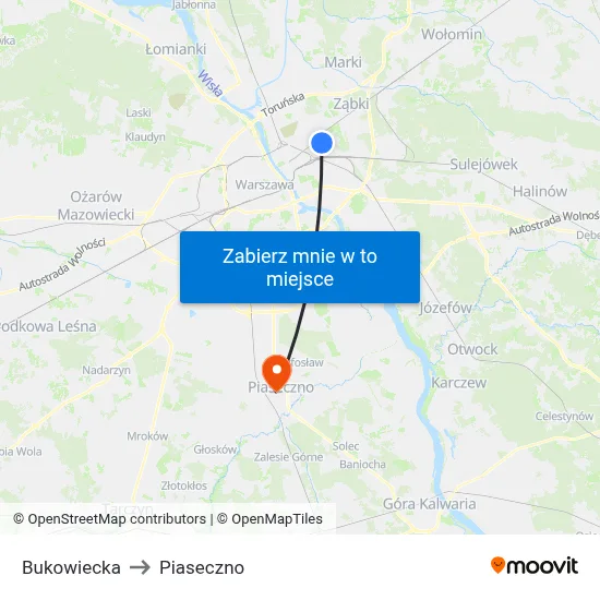 Bukowiecka to Piaseczno map