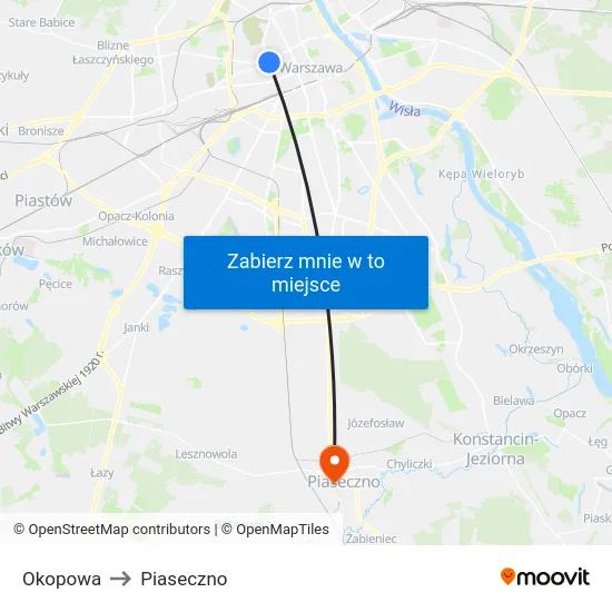 Okopowa to Piaseczno map