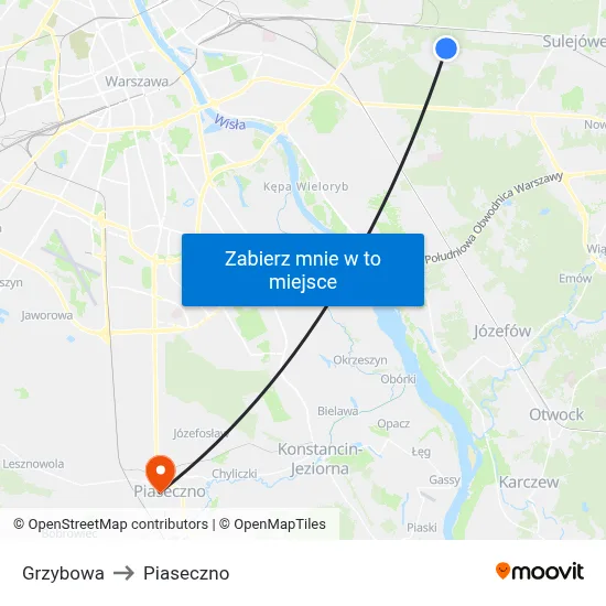 Grzybowa to Piaseczno map