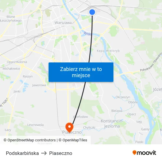 Podskarbińska to Piaseczno map
