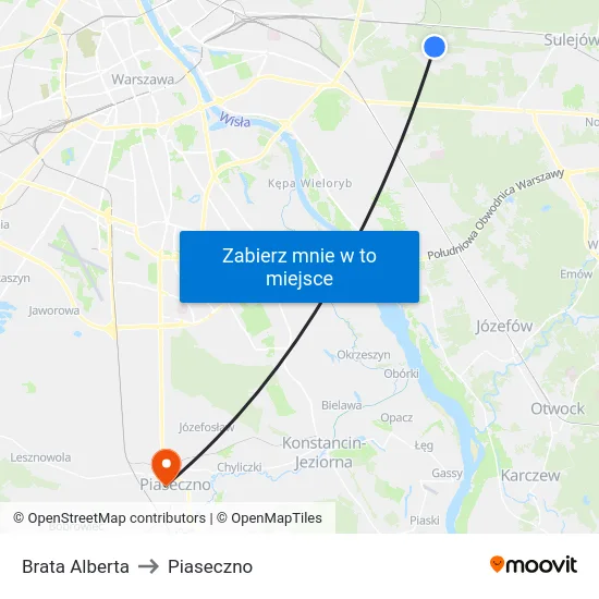 Brata Alberta to Piaseczno map