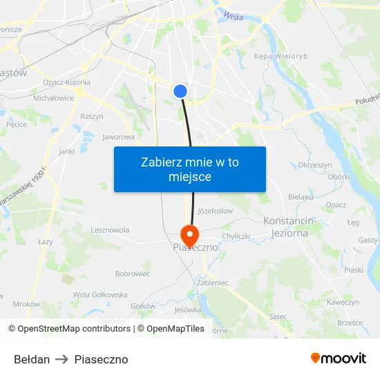 Bełdan to Piaseczno map
