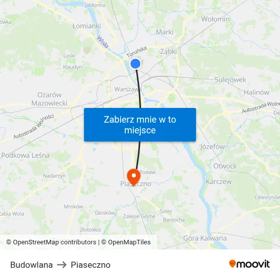 Budowlana to Piaseczno map