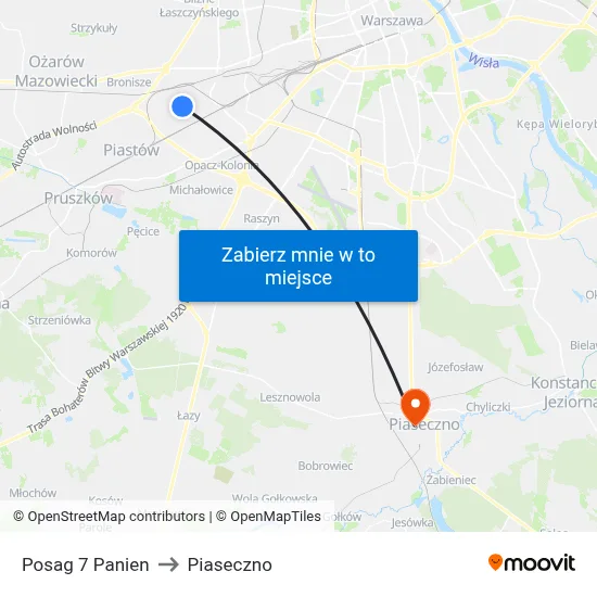 Posag 7 Panien to Piaseczno map