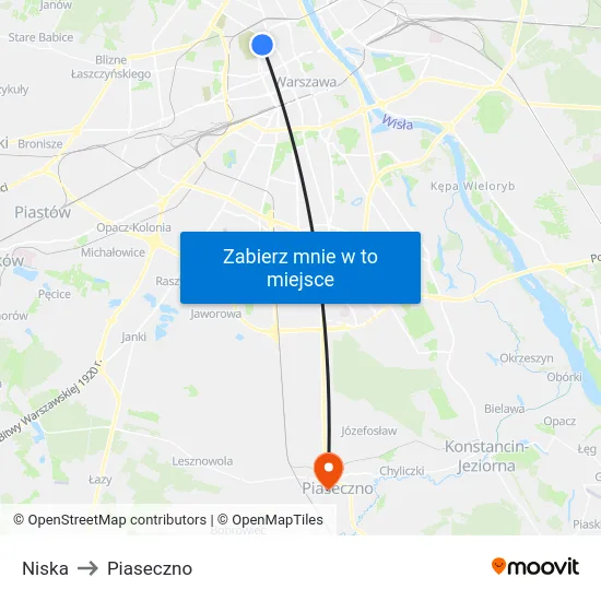 Niska to Piaseczno map