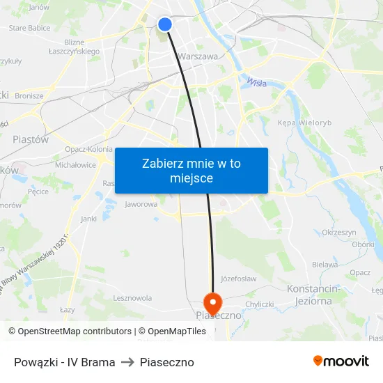 Powązki - IV Brama to Piaseczno map