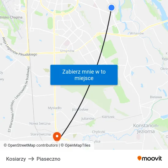 Kosiarzy to Piaseczno map