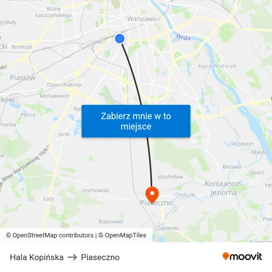 Hala Kopińska to Piaseczno map