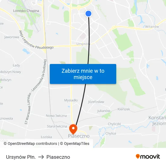 Ursynów Płn. to Piaseczno map