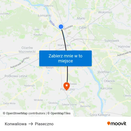 Konwaliowa to Piaseczno map
