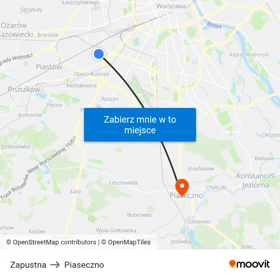 Zapustna to Piaseczno map