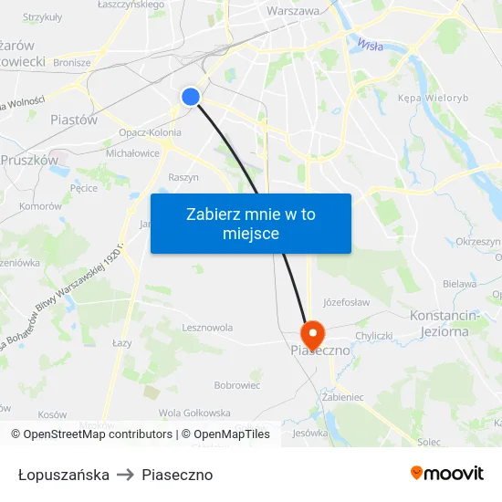 Łopuszańska to Piaseczno map