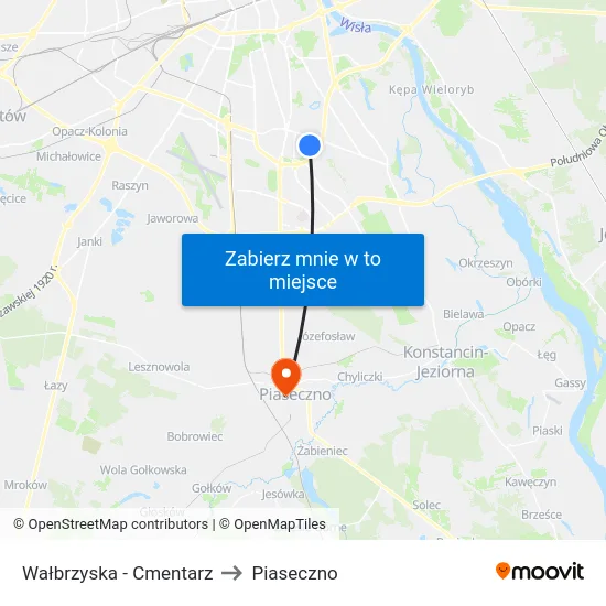 Wałbrzyska - Cmentarz to Piaseczno map