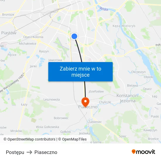 Postępu to Piaseczno map
