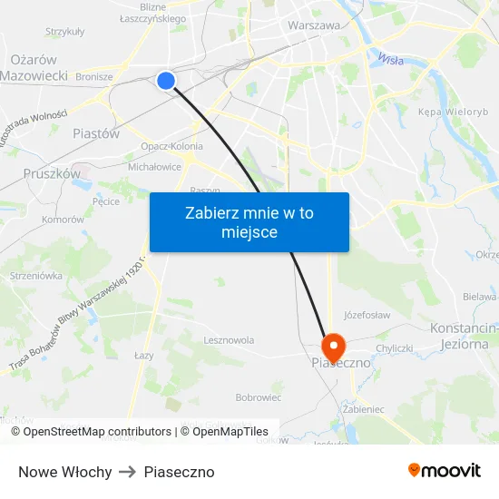 Nowe Włochy to Piaseczno map