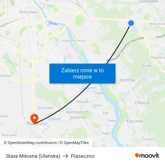 Stara Miłosna (Ułańska) to Piaseczno map