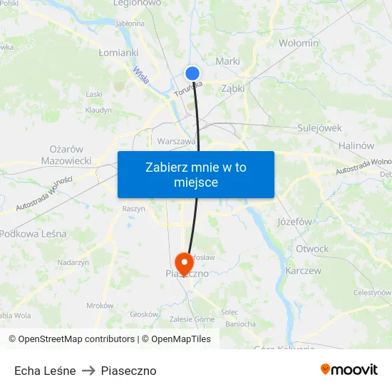 Echa Leśne to Piaseczno map