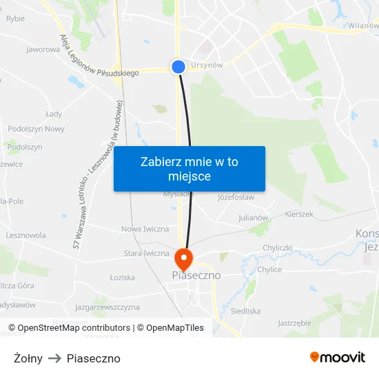 Żołny to Piaseczno map