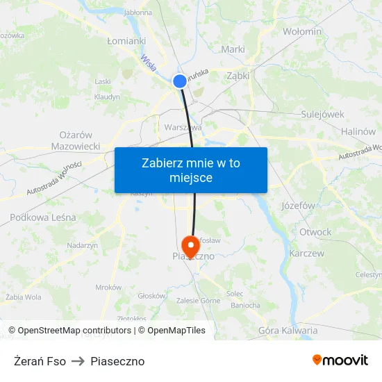 Żerań Fso to Piaseczno map
