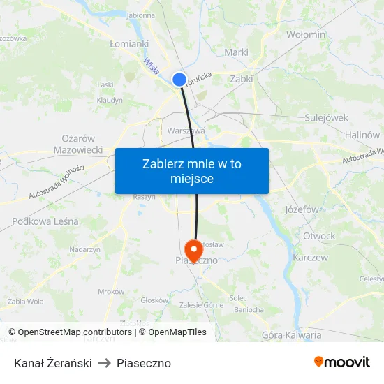 Kanał Żerański to Piaseczno map