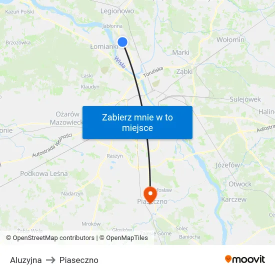 Aluzyjna to Piaseczno map