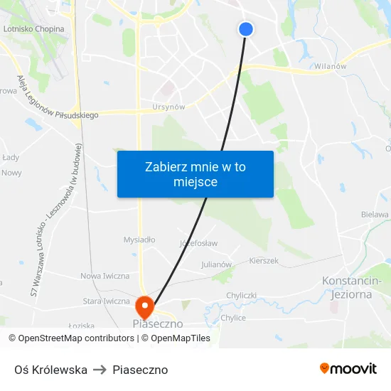 Oś Królewska to Piaseczno map